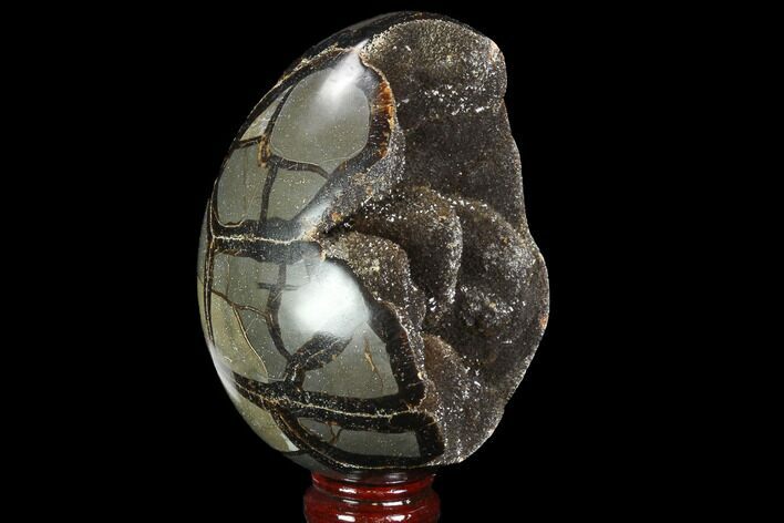 Septarian Dragon Egg Geode - Black Crystals #98870